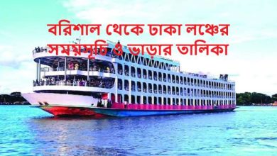 বরিশাল থেকে ঢাকা লঞ্চের সময়সূচি ও ভাড়ার তালিকা