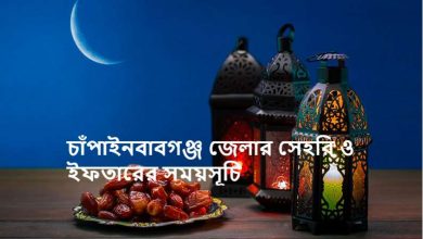 চাঁপাইনবাবগঞ্জ জেলার সেহরি ও ইফতারের সময়সূচি