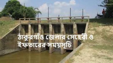 ঠাকুরগাঁও জেলার সেহেরী ও ইফতারের সময়সূচি