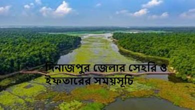 দিনাজপুর জেলার সেহরি ও ইফতারের সময়সূচি