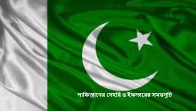 পাকিস্তানের সেহরি ও ইফতারের সময়সূচি