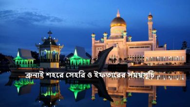 ব্রুনাই শহরে সেহরি ও ইফতারের সময়সূচি