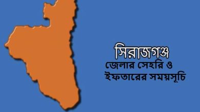 সিরাজগঞ্জ জেলার সেহরি ও ইফতারের সময়সূচি