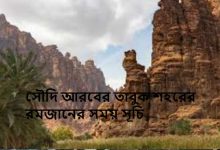 সৌদি আরবের তাবুক শহরের রমজানের সময় সূচি